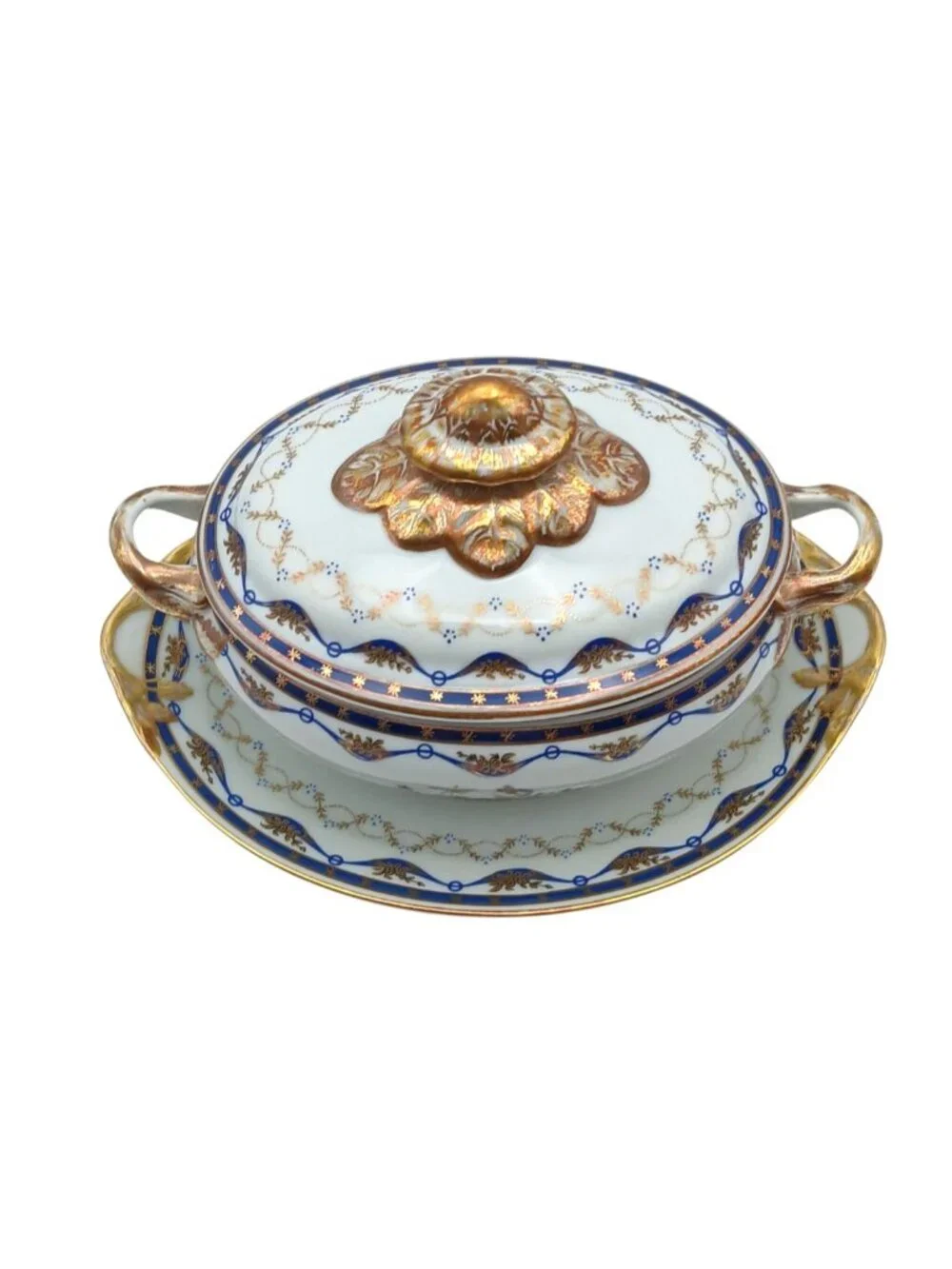 Vista Alegre Fontainebleau Covered Sauce Tureen & Underplate 22K Gold Portugal